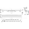 Водоотводящий желоб ALCAPLAST APZ1104-650 FLEXIBLE для перфорированной решетки с регулируемым краем, к стене низкий, вертикальный сток